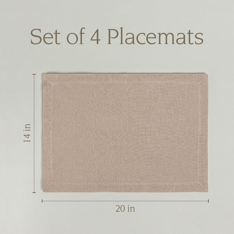 Over&Back 100% Linen Woven Placemats, Set of 4, Tan
