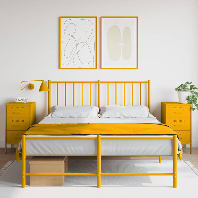 Bedside Cabinets 2 pcs 36x39x68 cm Steel, Mustard Yellow