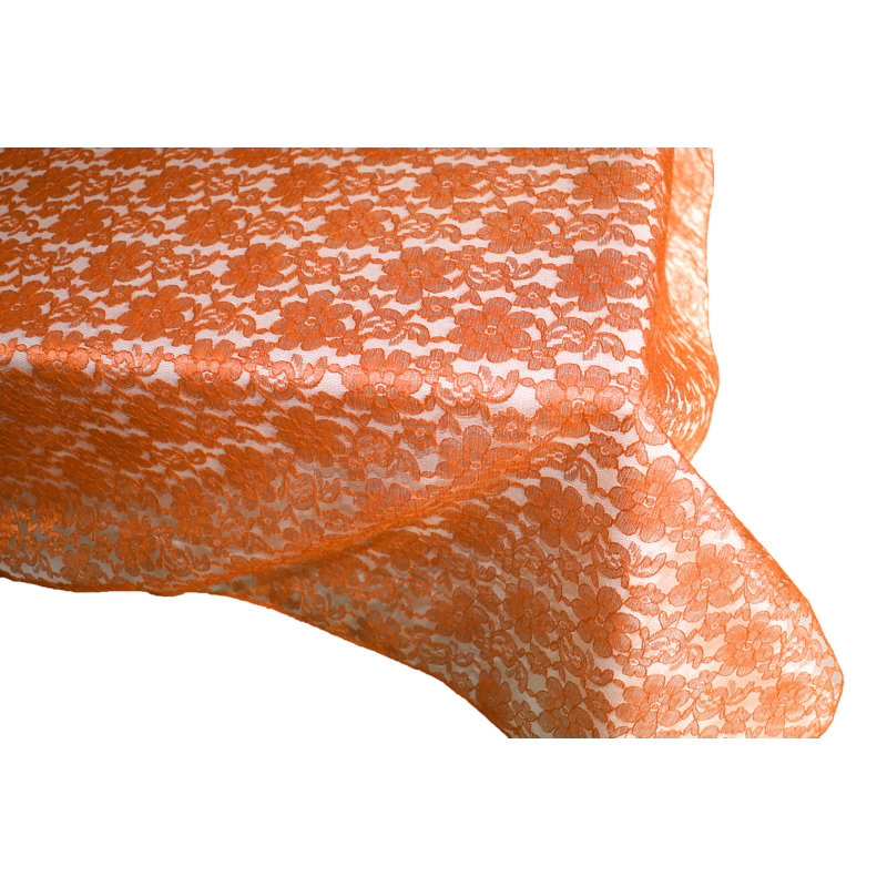 Floral Lace Overlay, 58" x 58", Orange