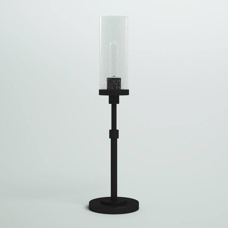 Lampe torchère 26,62 po Frieda, Verre martelé, Bronze noirci