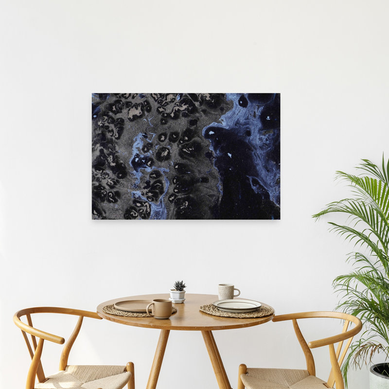 Impression d'art abstrait bleu profond bleu océan profond, 24" H x 36" W