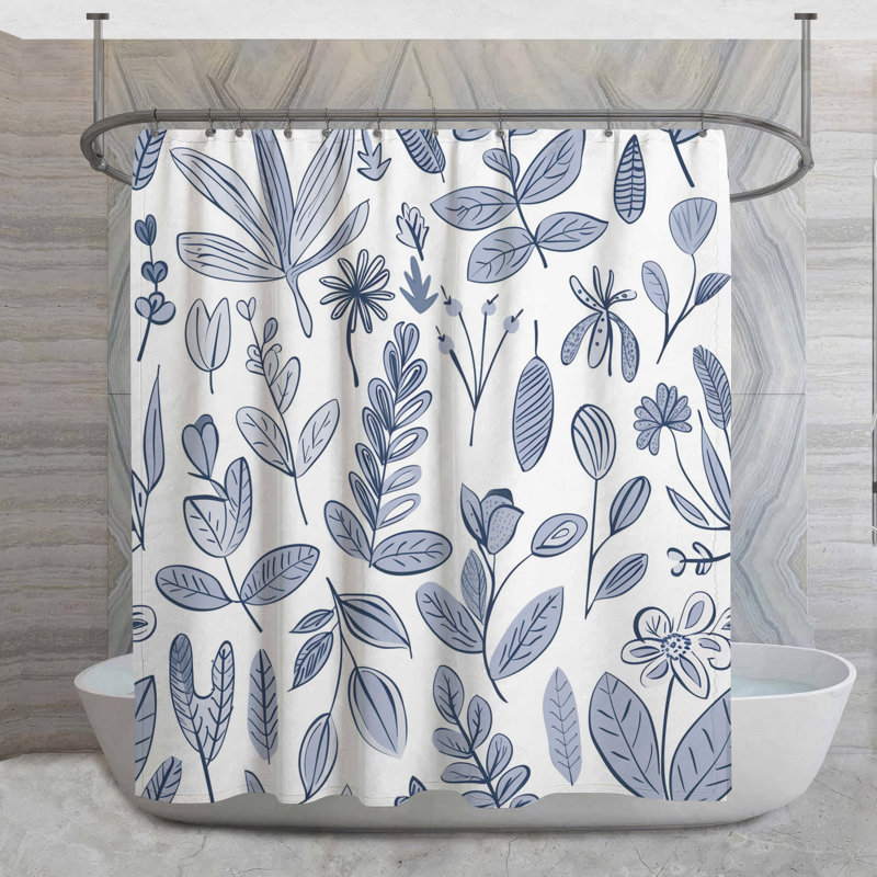 Rideau de douche à motif de feuillage - Botanical Bathroom Decor Modern, H 73 po x l 70 po