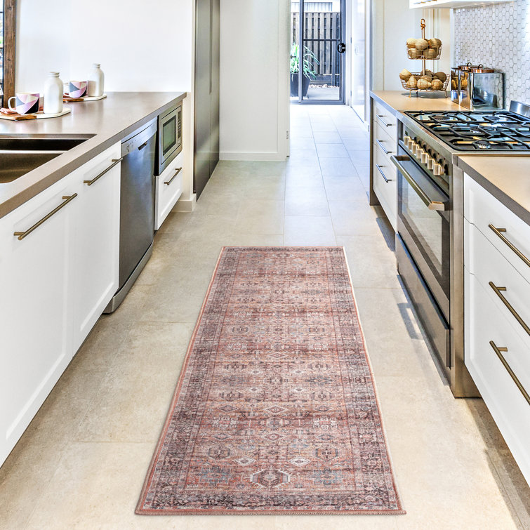 Rahway Oriental Machine Washable Rust Area Rug
