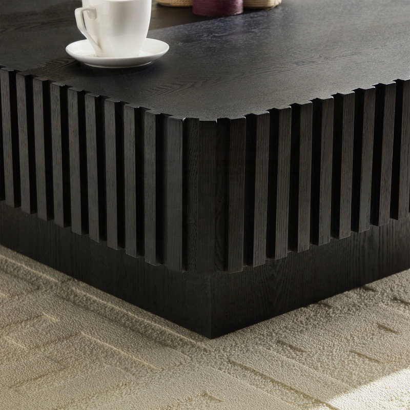 Modern Handcraft Drum Coffee Table, Black