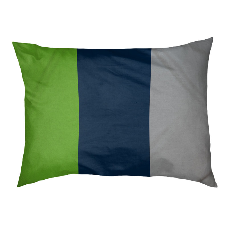 Coussin Atlanta, Petit (l 28 po x P 18 po x H 6 po), Green/Navy Blue/Silver