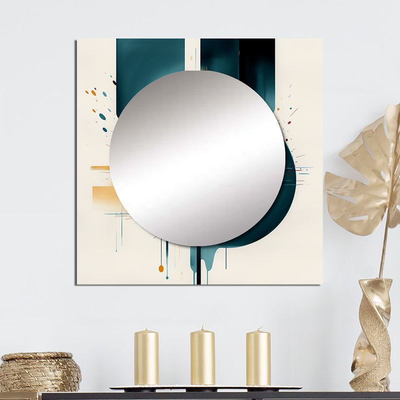 Deontee - Grand miroir carré abstrait pour décoration murale, 29 po x 29 po