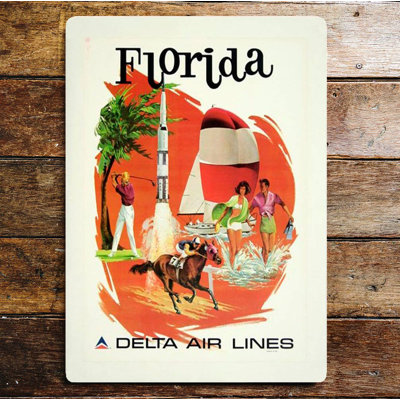 Florida Delta Air Lines Travel - No Frame Print on Metal