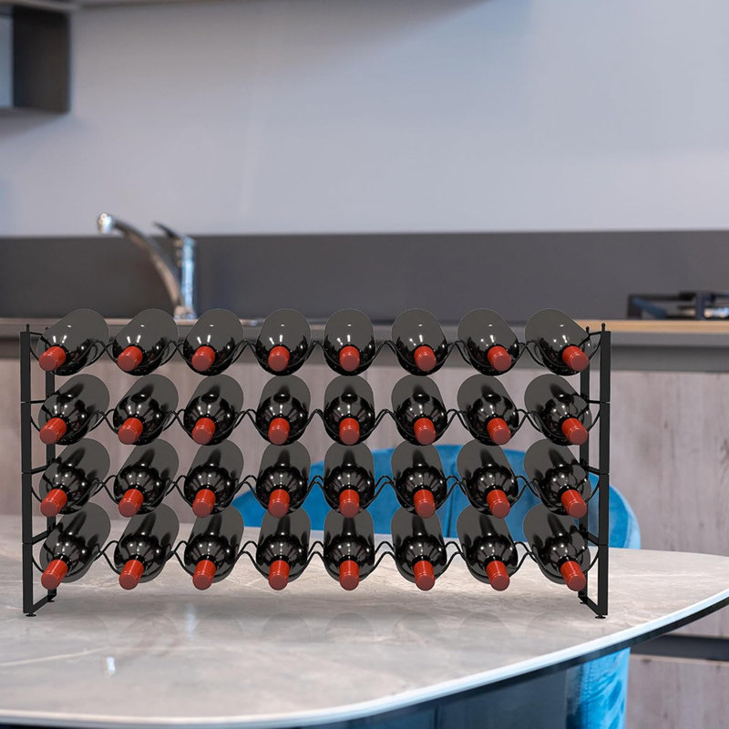 4 Tier Wine Rack, 32 Bottle Storage, Stackable Wine Rack ...