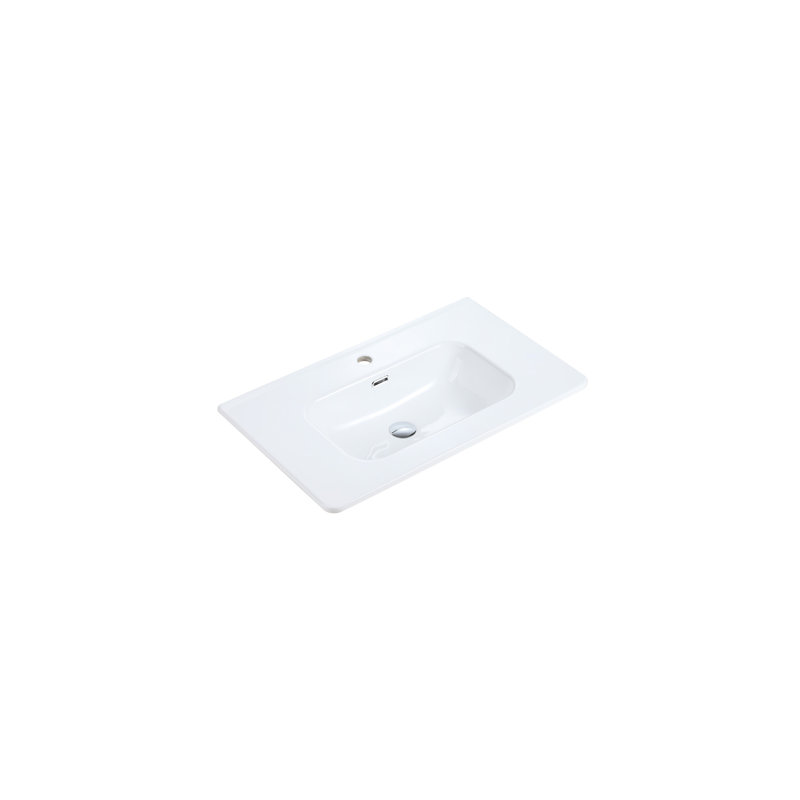 Évier intégré en céramique blanc brillant - Élégant, pour chauffer intégré, feu et fumée