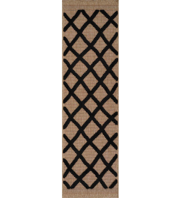 Deborah Geometric Shapes Braided Indoor / Outdoor Area Rug, Black, Rectangle 200 x 290cm