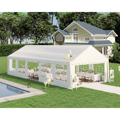 16Ft X 32Ft Canopy With Rolled Sidewalls,White