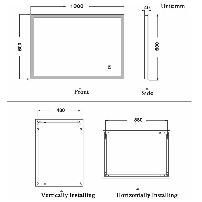 Illuminated Led Bathroom Mirror With Demister | Single Touch Sensor Switch, 70cm H x 120cm W