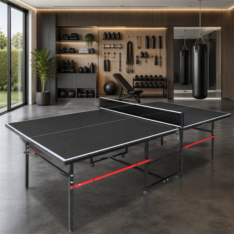 Ensemble de table de ping-pong pliable et portable 8 pi noir, Noir