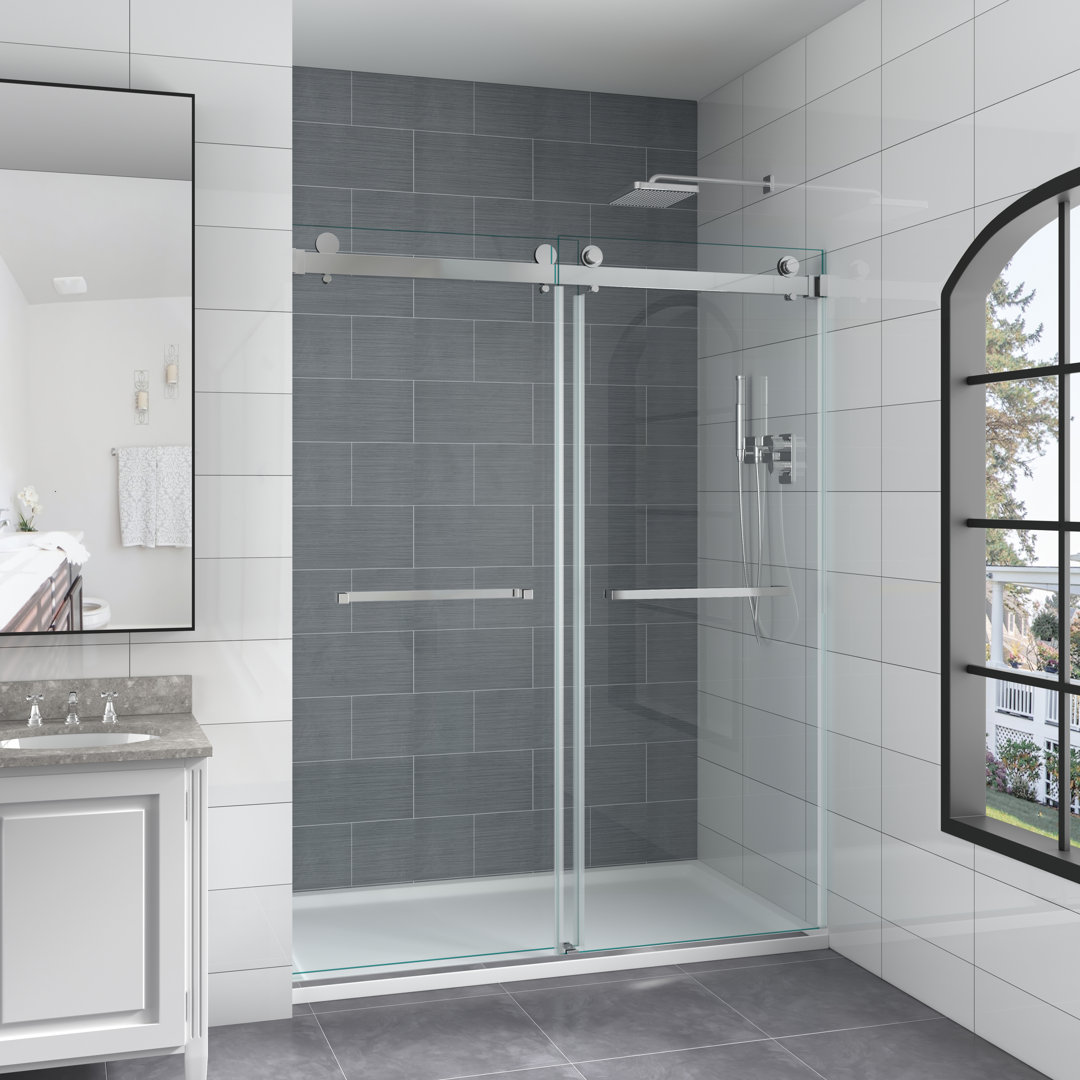 Opal Mirage MCOCOD 54" W x 76" H Double Smooth Sliding Frameless Shower Door with 3/8" (10mm) Clear Glass MCOCOD