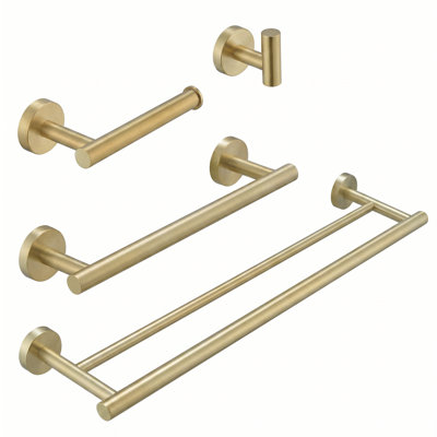 Radius 4-Piece Bathroom Hardware Set in Brushed Gold