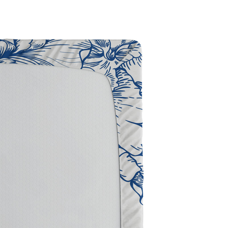 Ensemble de 2 draps-housses Ambesonne, Drap-housse simple TG, Bleu de cobalt, blanc / floral