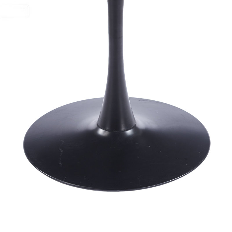  Table de salle à manger moderne moderne en faux marbre noir avec base tulipe pour petits espaces, Noir