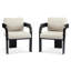 Ensemble de 2 chaises de salle à manger avec dossier coussiné, tissu beige, structure en bois massif-262273030