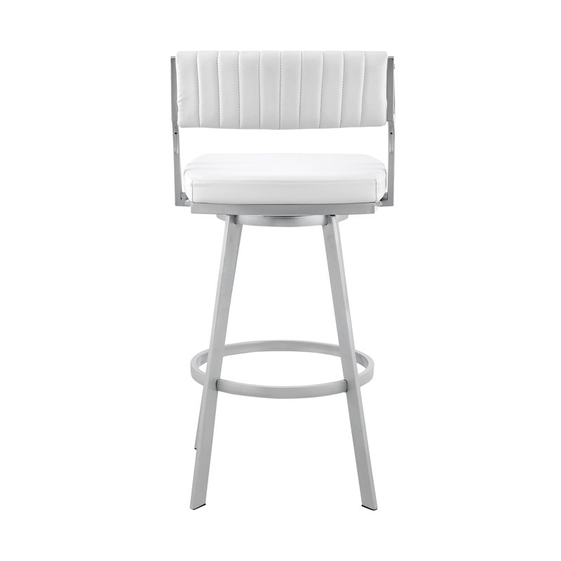 Tabouret de bar avec repose-pieds Atiksh, Tabouret de comptoir (siège d'une hauteur de 26 p, Blanc / argent, Argent argent