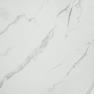 White, Light Grey Veins Faux Marble Peel & Stick Wallpaper Panel 9' L x 24" W, Covers 17 sq ft