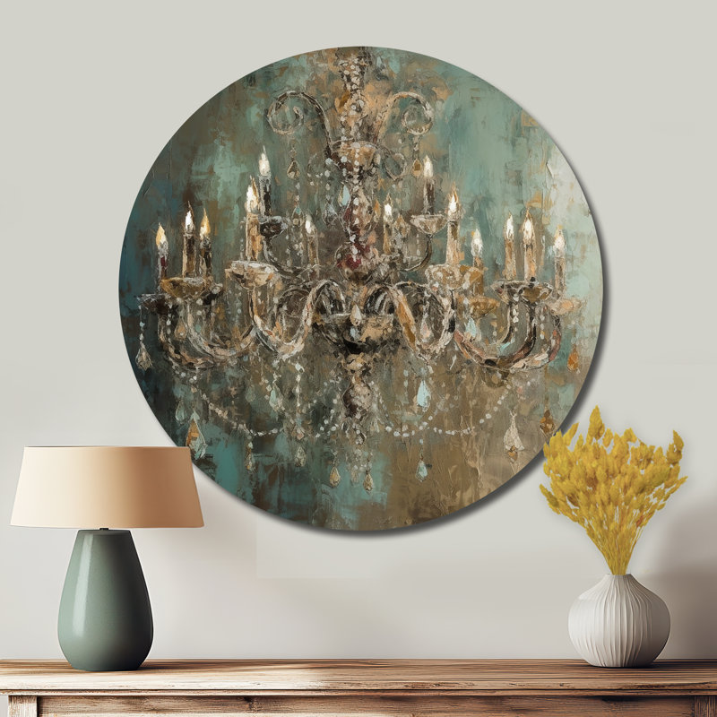 Grand lustre en vitrine III - mode ronde en métal, H 23 po x l 23 po