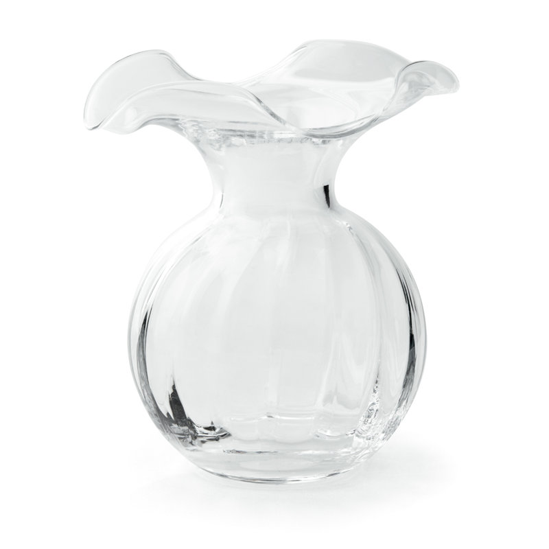 Vase de table en verre Hibiscus, Hauteur totale - 7 po, Transparent