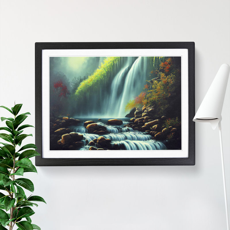 Fearless Waterfall - Single Picture Frame Painting, Black, 46cm H x 64cm W x 2cm D