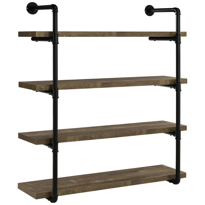 Black & Rustic Oak 40" Shelf - Design, Adds Character To Decor 40-Inch Wall In And Enhances Industrial Theme, Convenient Display