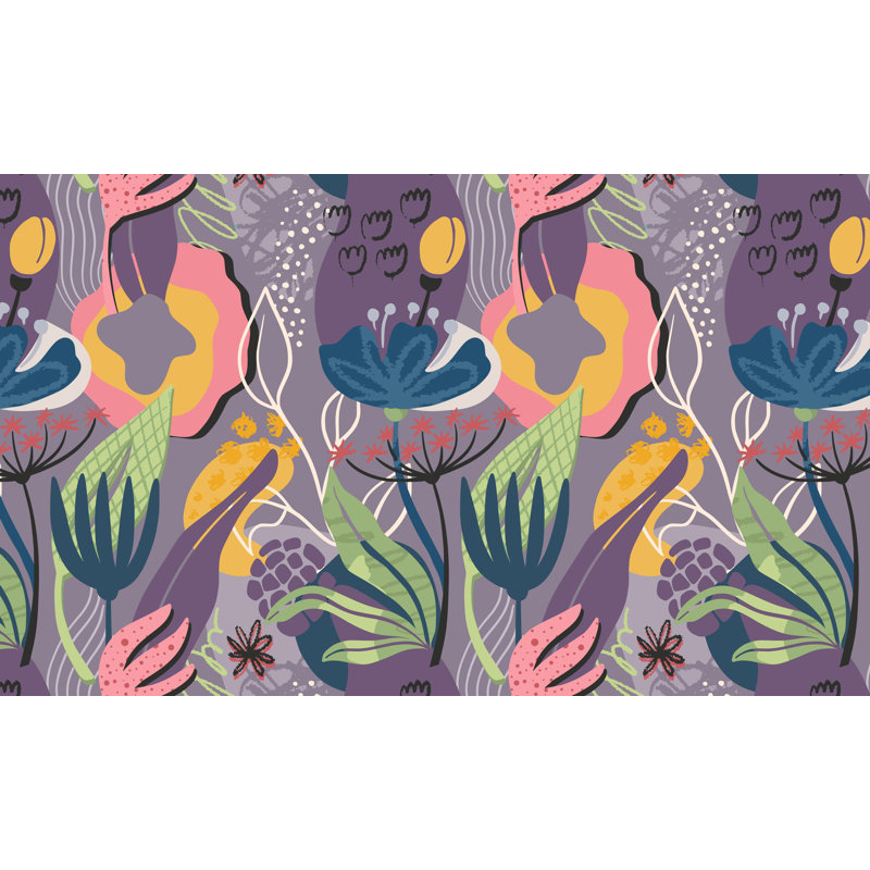 Adhésif mural Somone pelez et collez - Danse de jardin éclatante, L 108 po x l 120 po