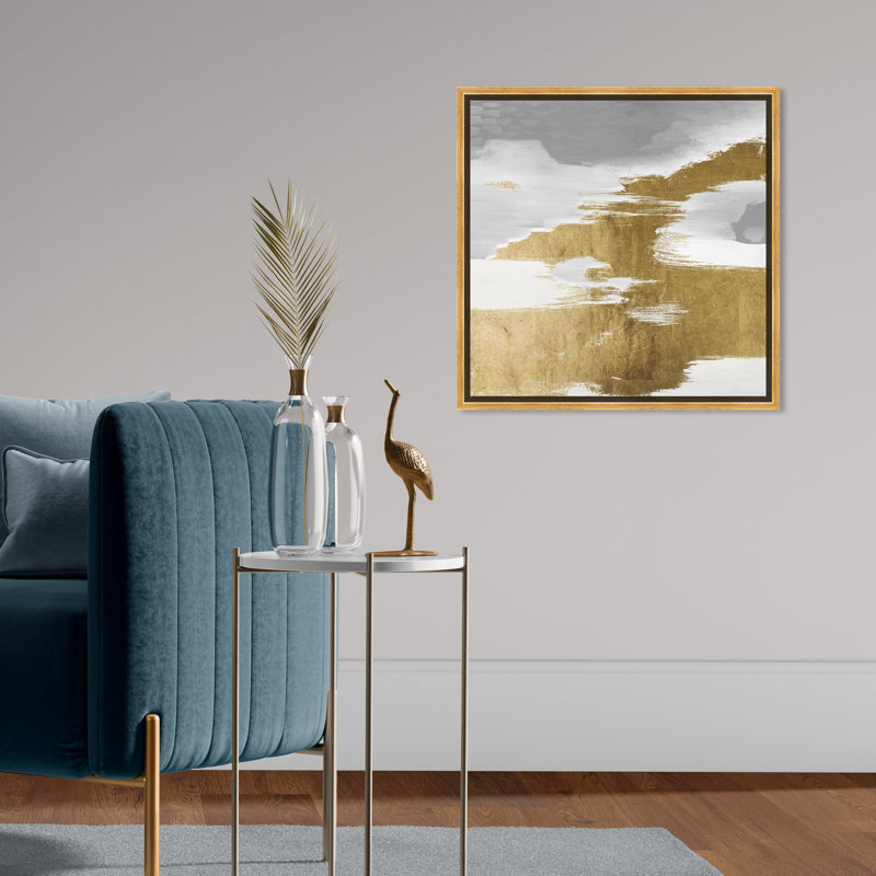 Gold Heaven - Peinture sur toile, H 20 po x l 20 po, Cadre flottant doré
