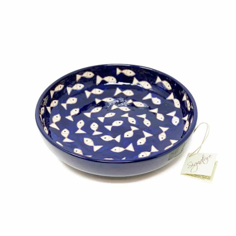 Beachcrest Home Kali Ceramic / Porcelain Salad Bowl, White/Blue