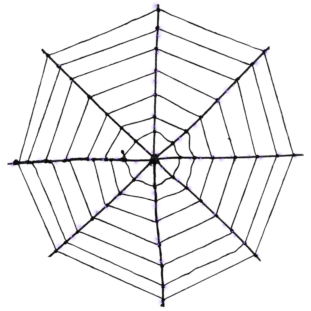 16" Lighted Black B/O Spider Web Halloween Decoration with Purple LED Lights Northlight Seasonal