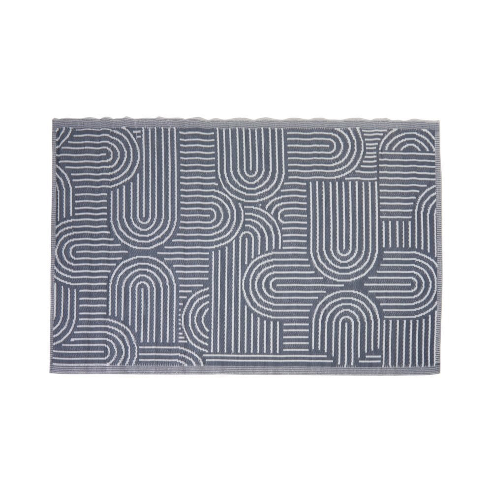 JSH Outdoor 120 x 180cm Floor Rugs Woven Wool-Look Anti-Slip Plastic Garden Mat Hard Wearing Heavy Duty Decking Patio Conservatory Kitchen - Grey Arch