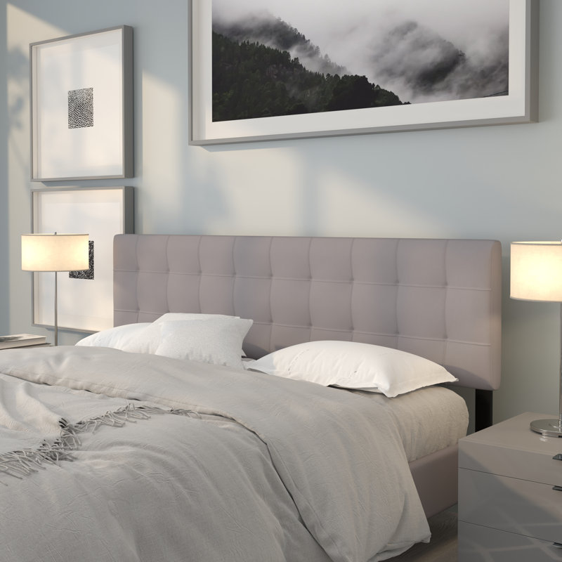 Tête de lit tapissier capitonnée Ciriaca, Très grand, Gris clair