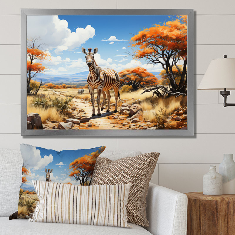 «African Savannah Stroll III», reproduction sur toile, H 24 po x l 32 po x P 1 po, Cadre photo argenté