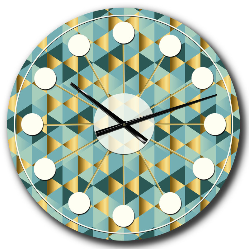 Or et bleu Dynamics V - horloge murale moderne Mid-Century, Surdimensionné