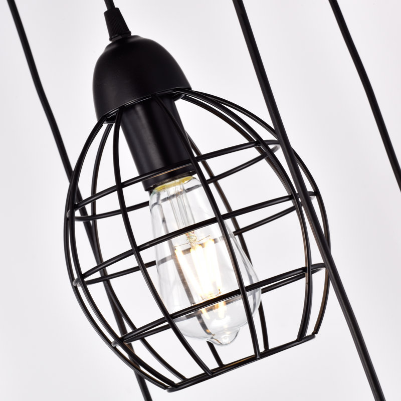 Luminaire suspendu 5 lumières Ag, Noir