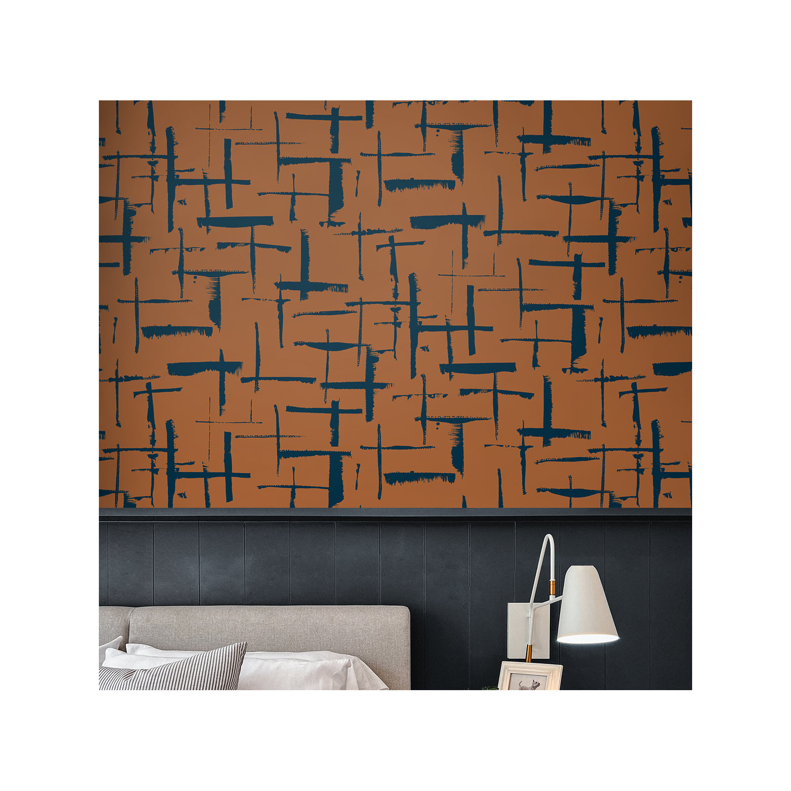 Niseko Modern Abstract Wallpaper, Burnt Orange