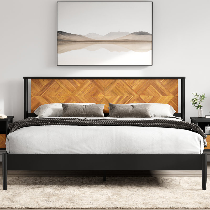 Cartlin Acacia Solid Wood Platform Bed, Queen, Teak