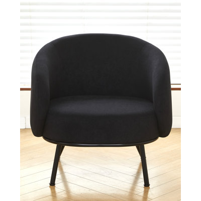 28.7'' wide velvet barrel channel armchair