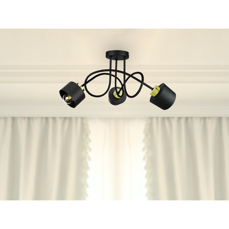 Barnaton Flush Mount, Black/Gold, Black
