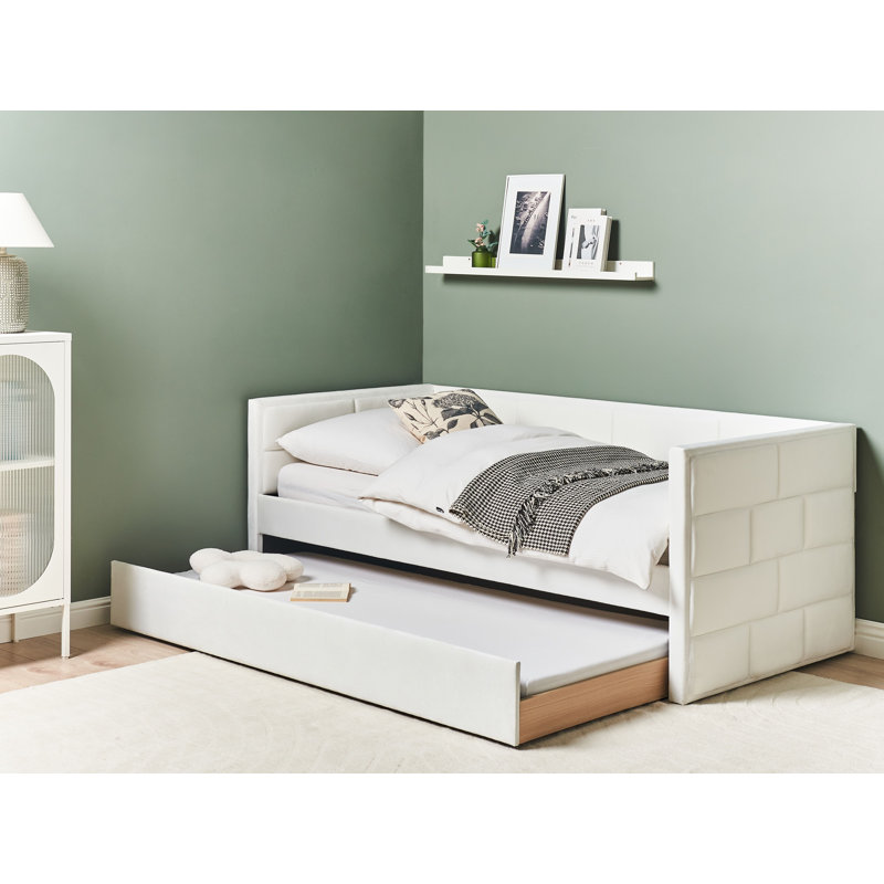 CHAVONNE Upholstered Daybed with Trundle, White