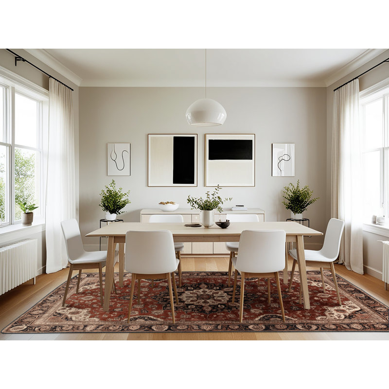 Machine Washable Persian Brown Area Rug, Rectangle 7' x 10'