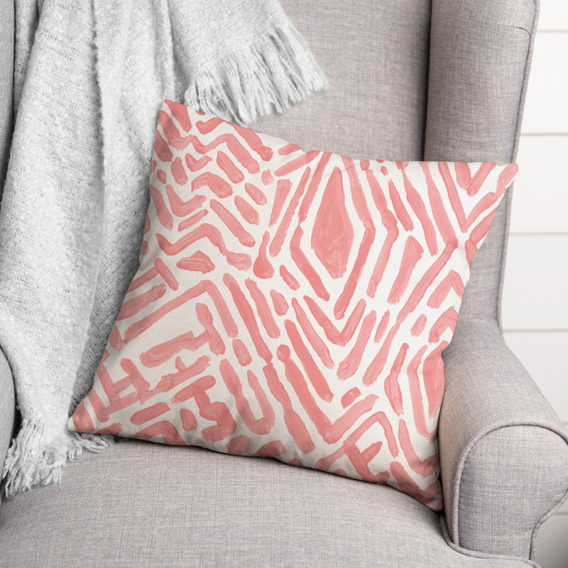 Abstract Outdoor Reversible Throw Pillow, Pink, 18" H x 18" W