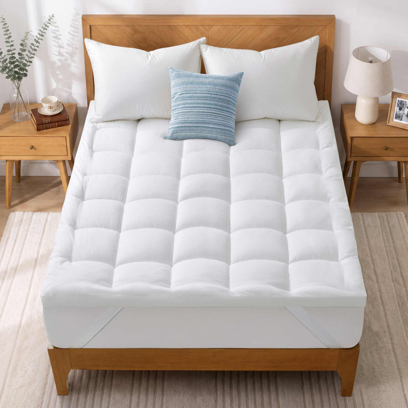 Surmatelas en duvet synthétique de 5 cm avec sangles élastiques, Lit simple