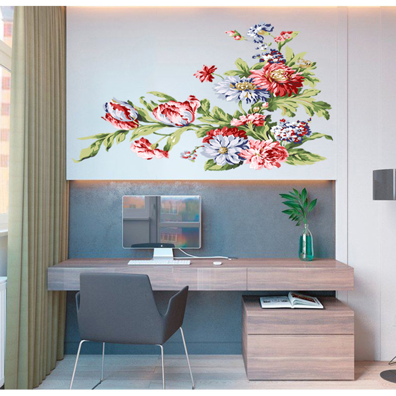 Autocollant de fleurs, décoration de cuisine, décoration murale de salon, H 10 po x l 11 po