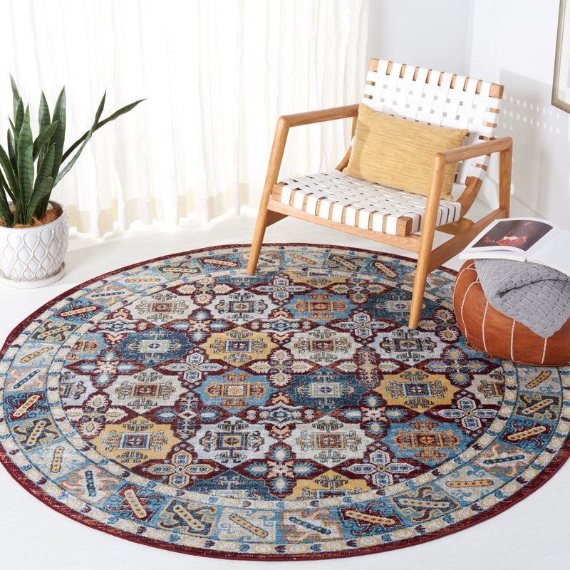 Bayside Performance Machine Washable Oriental Rug, Round 6'7"