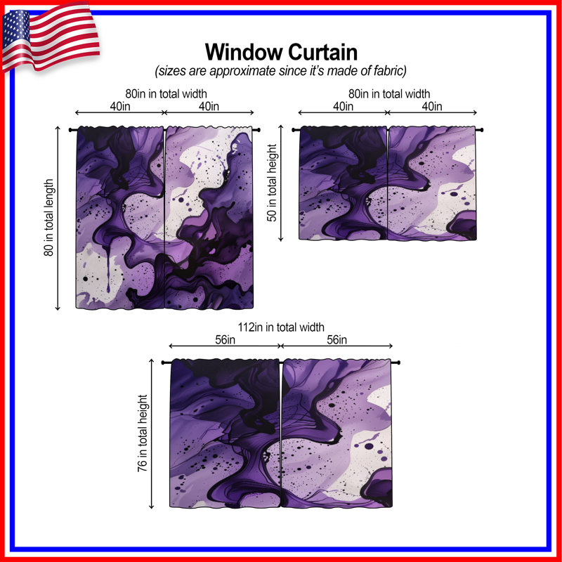 Rideaux de fenêtre abstraits et transparents obscurcissant - 2 panneaux, 40in x 80in - 2 panels, Obscurcissement de chambre