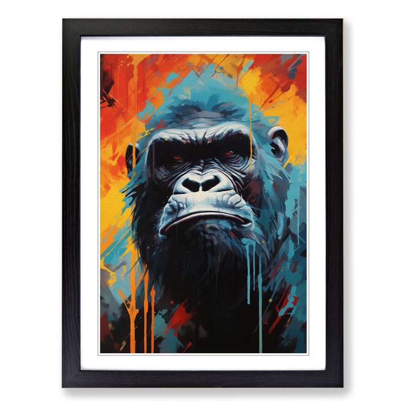 Gorilla Hard Edge Painting - Framed Print, 34cm H x 25cm W x 2cm D