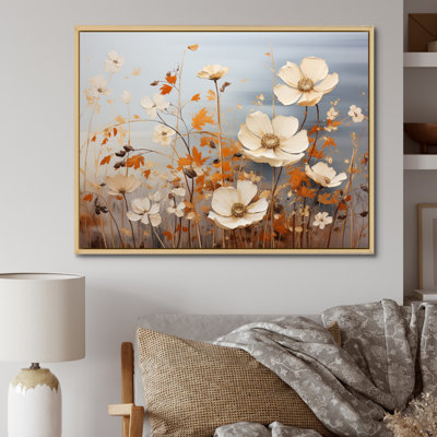 Attilio - blanc, orange, minimalisme, collage de fleurs - impression